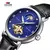 TEVISE Relógio Masculino Relógio Mecânico Automático Tourbillon Fase da Lua Pulseira de Couro Luminoso Relógio Esportivo Casual