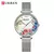 Curren feminino assista topo da marca de luxo ouro feminino à prova dmesh água relógio malha pulseira aço inoxidável flor senhoras relógio pulso 9059 - comprar online