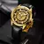 Skrox original esqueleto de ouro movimento automático relógio masculino mecânico à prova dwaterproof água relógios pulso pulseira couro relógio luxo