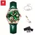 Olevs 6601 relógio mecânico automático feminino dial pulseira de couro à prova dwaterproof água luminosa relógios de pulso femininos conjunto rel - loja online