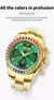 Jsdun 8974 nova fase da lua relógio automático para homens pulseira de aço ouro arco-íris diamante colo luxo marca original relógios mecânicos