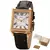 Imagem do BERNY 6P25 Relógio de quartzo para homens Golden Tank Square Relógio de pulso Vintage Day Date Couro 3ATM Relógio de luxo à prova d'água masculino