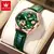 Olevs 6601 relógio mecânico automático feminino dial pulseira de couro à prova dwaterproof água luminosa relógios de pulso femininos conjunto rel