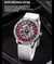 Marca de luxo esqueleto relógio mecânico masculino vermelho silicone banda relógio à prova dwaterproof água moda relógio automático reloj hombre