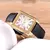 BERNY 6P25 Relógio de quartzo para homens Golden Tank Square Relógio de pulso Vintage Day Date Couro 3ATM Relógio de luxo à prova d'água masculino - Turinshop virtual