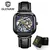 GLENAW-Relógio mecânico de couro masculino, relógios automáticos de esqueleto , respirável , couro ,aço inoxidável ,marca top ,luxo na internet
