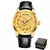 Skrox original esqueleto de ouro movimento automático relógio masculino mecânico à prova dwaterproof água relógios pulso pulseira couro relógio luxo