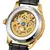 Skrox original esqueleto de ouro movimento automático relógio masculino mecânico à prova dwaterproof água relógios pulso pulseira couro relógio luxo