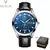Imagem do Skrox original esportes homem relógio de couro safira azul dial luminoso movimento automático relógio mecânico à prova dwaterproof água relógios pulso