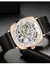 Skrox quadrado elegante esqueleto movimento automático homem relógio de pulso mecânico marca original luxo relógio reloj hombre - loja online