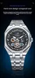 Moda à prova dwaterproof água relógio masculino de aço inoxidável prata luxo relógio automático turbilhão transparente relógio mecânico masculino 2025 novo