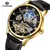 Zon Moonphase Relógio automático masculino, alta qualidade, tempo múltiplo, esqueleto de luxo, relógios mecânicos, relógio de pulso, cinto de couro, moda