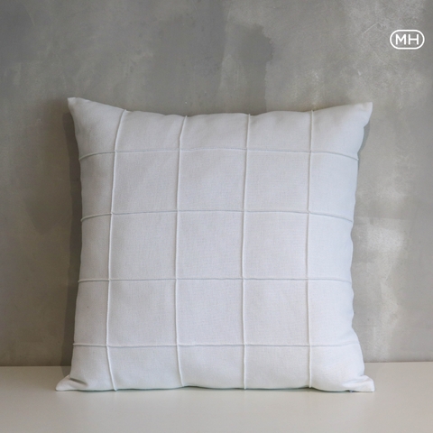Almofada Grid Moss Home 50x50cm - 100% Linho com Gradeado de Nervuras