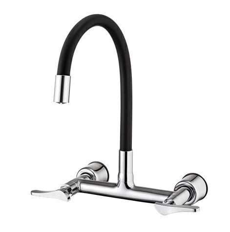 Misturador para Cozinha de Parede Flex Black Cromado Lorenzetti.
