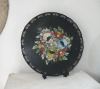 BANDEJA BLACK FLOWERS VINTAGE METAL