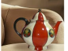 Tetera vintage porcelana a rayas floral