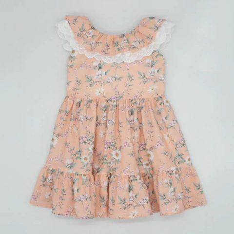 FINA EJERIQUE - Vestido - Estampado Floral - 100% Algodón - Rosa Empolvado