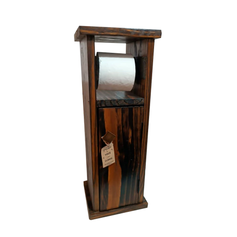 Porta papel higiênico com reserva de três rolos artesanal