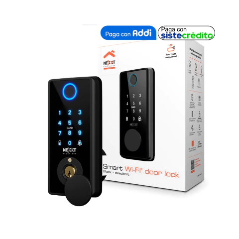 Cerradura inteligente WiFi Nexxt NHS-D150 huella PIN RFID Negro