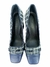 Sapato Jorge Bischoff de Couro com Tweed Azul e Branco - Brechó Trésor By Saia da Filó