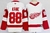 Camisa NHL Detroit Red Wings Fanatics Away Premium Branca – vista frontal com logo dos Red Wings