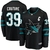 Camisa NHL San Jose Sharks Jersey Preta – vista frontal com logo do tubarão