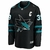 Camisa NHL San Jose Sharks Jersey Preta – vista frontal com logo do tubarão