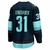 Camisa NHL Seattle Kraken Jersey Azul – vista traseira com logo dos Kraken