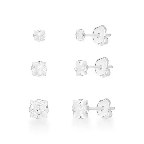 Trio Brinco Quadrado PRATA 925