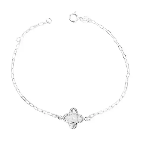 Pulseira Trevo Texturizado Prata 925