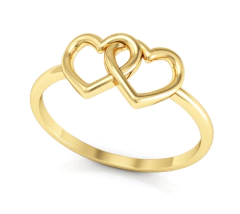 Anel Corações Entrelaçados Banho de Ouro 18K - comprar online