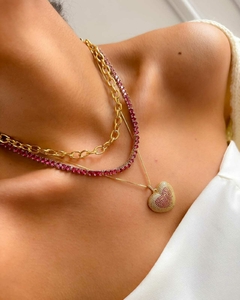 Choker Riviera Quadrada Zircônia 4MM Banho de Ouro 18k