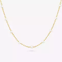 Colar Mini Pérola Elos 1MM - Banho de Ouro 18k - comprar online