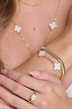 Imagem do Pulseira Trevo Inspired 1Folhas no Banho de Ouro 18k