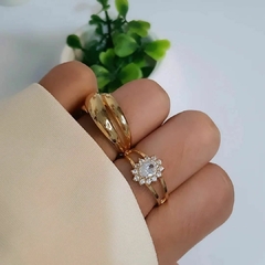 Anel Solitário Zirconia Banho de Prata - comprar online
