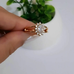 Anel Solitário Zirconia Banho de Ouro 18k