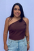 Blusa marrom assimétrica - comprar online