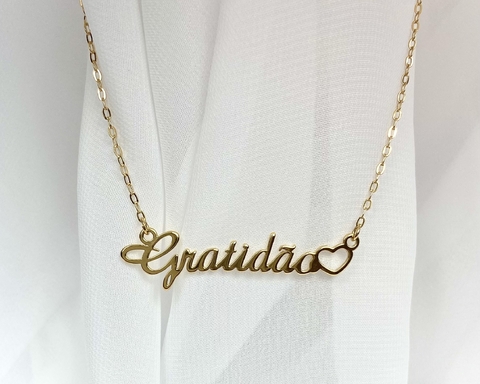 Colar/Corrente com escrito “Gratidão”