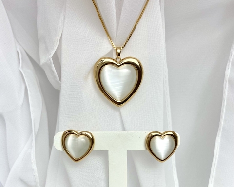 Conjunto de Coração Madrepérola