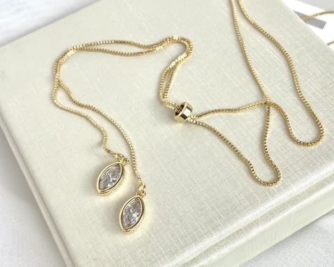 Colar Gravatinha Regulável com Zircônias