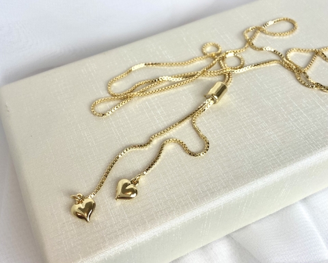 Colar Gravatinha Regulável de Corações