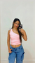 BLUSA UM OMBRO CANELADA ROSA BEBÊ - comprar online