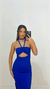 VESTIDO CANELADO MULTI AMARRAÇÕES COM FENDAS – AZUL ROYAL - loja online