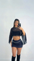 CROPPED PRETO TRANSPARENTE MANGAS FLUIDAS