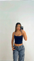 CROPPED ALCINHA POLIAMIDA PRETO