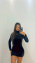 VESTIDO VELUDO CURTO COM MANGA LONGA