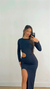 VESTIDO LONGO PRETO COM RECORTE E FENDA LATERAL - comprar online