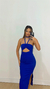 VESTIDO CANELADO MULTI AMARRAÇÕES COM FENDAS – AZUL ROYAL - Cecília Braga