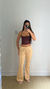 CALÇA FLARE CANELADA AREIA