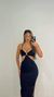 VESTIDO MIDI CANELADO PRETO COM ARGOLA E FENDAS na internet